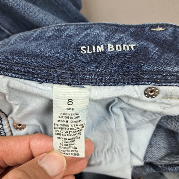 American Eagle Jeans Womens 8 Blue Slim Boot Stretch Waist Denim Cowgirl 32" Leg - Picture 8 of 11